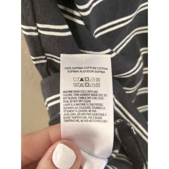 Lucky Brand Mens Gray/White Striped T-Shirt Size L Supima Cotton Crew Neck - Picture 4 of 6